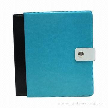 Book Style Leather Case for iPad with Standing Function, Black and Blue Colors
